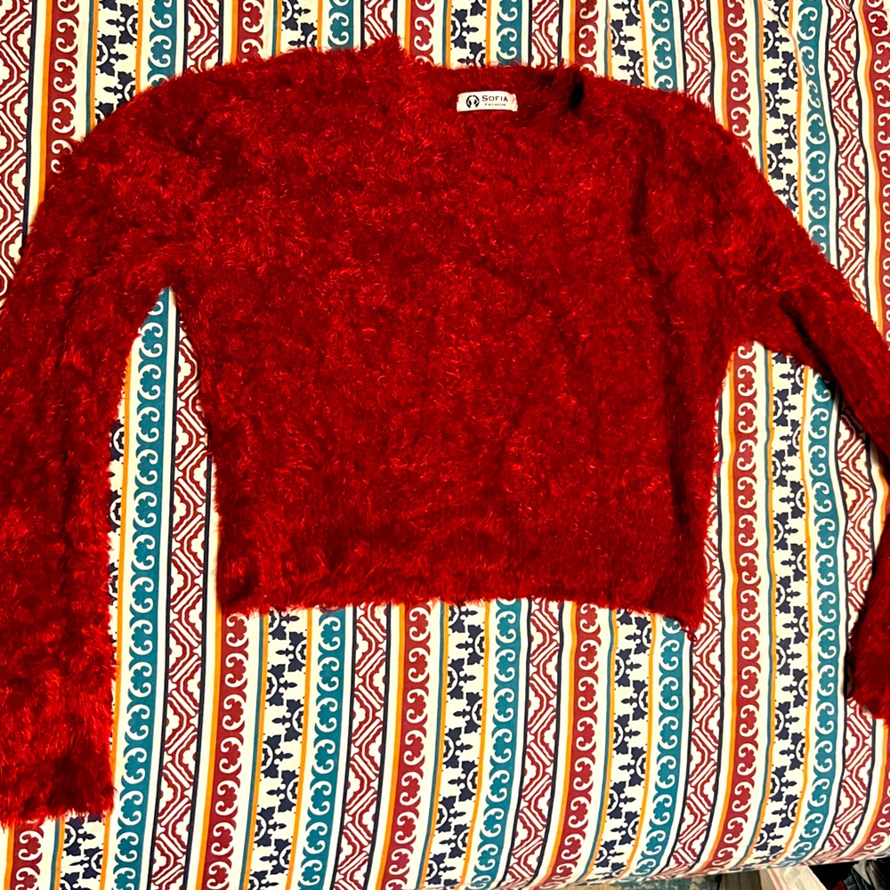 Red fuzzy sweater crop by Sophia fashion size S